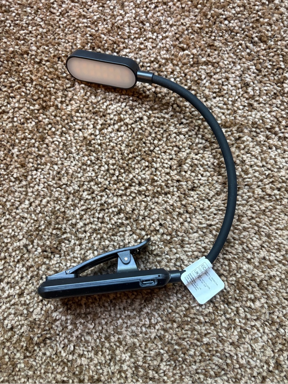 Flexible Clip-On LED Reading Light - Black